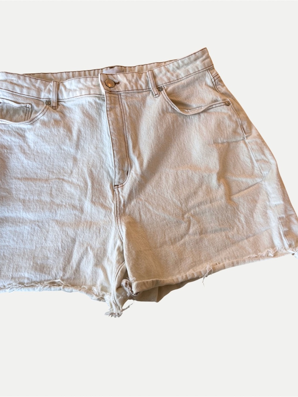 LOFT Ivory/White High Rise Denim Cutoff Shorts Size 14